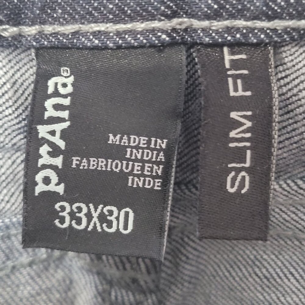 Prana Men's Slim Fit Dark Indigo Denim Jeans Size 33X30 - Picture 11 of 12